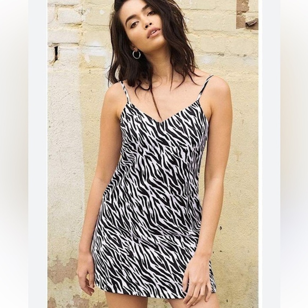 Garage zebra print mini dress black white xsmall